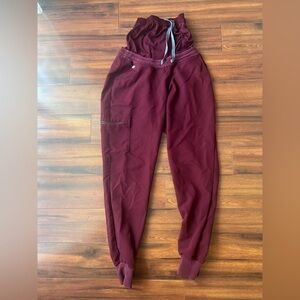 Figs Burgundy Maternity Jogger scrubs